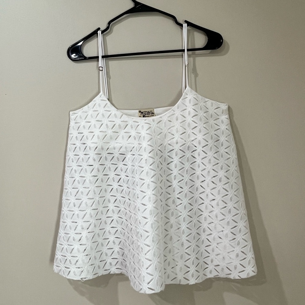 Show Me Your MuMu White Boxy Camisole Tank Eyelet Bralette Bra Summer Picnic